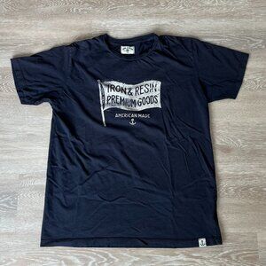 Iron & Resin Premium Goods Flag and Anchor Navy Men's T-shirt - Size L